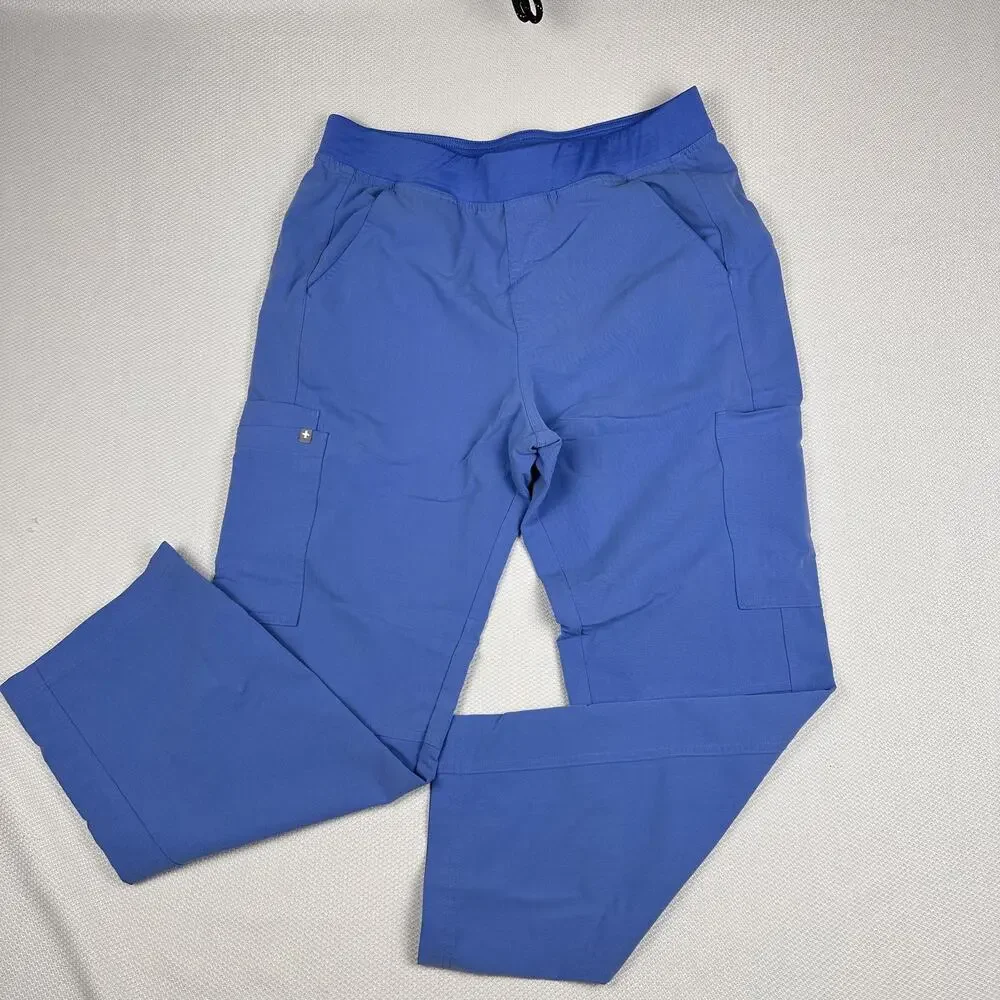 FIGS Pants womans Large Short Blue Technical Collection Cargo Scrub Stretch